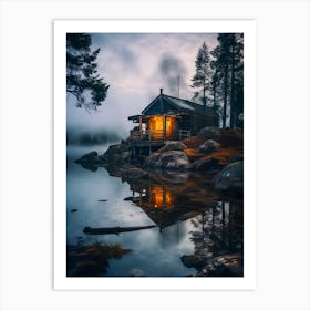Cabin In The lake 1 Art Print