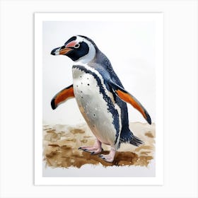 Humboldt Penguin Zavodovski Island Watercolour Painting 5 Art Print