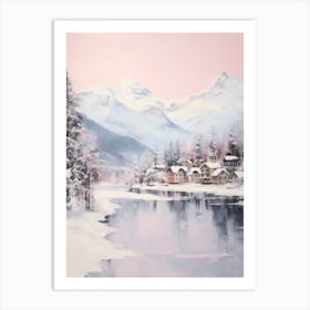 Dreamy Winter Painting St Moritz Switzerland 1 Art Print