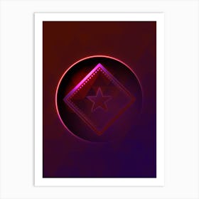 Geometric Neon Glyph Abstract on Jewel Tone Triangle Pattern 163 Art Print