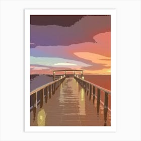 Sunset Pier Art Print