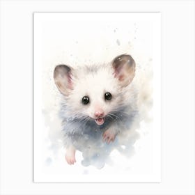 Light Watercolor Painting Of A Acrobatic Possum 3 Art Print