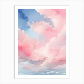 Pink And Blue Watercolor Clouds Art Print