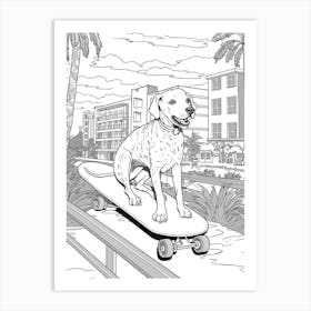 Dalmatian Dog Skateboarding Line Art 2 Art Print