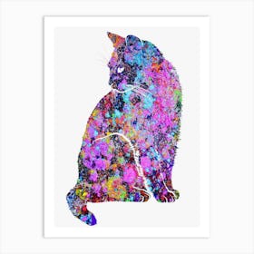 Animal Negative Space ― Cat Purple Art Print