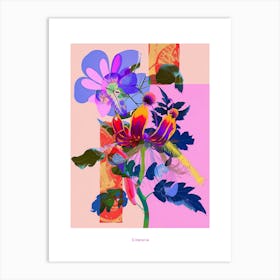 Cineraria 3 Neon Flower Collage Poster Art Print