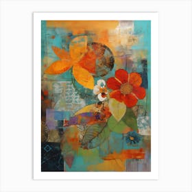 Garden, Abstract Collage In Pantone Monoprint Splashed Colors Art Print