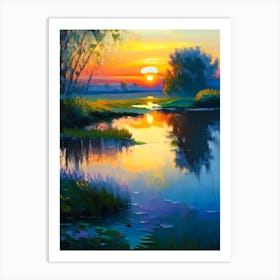 Sunrise Over Pond Waterscape Impressionism 1 Art Print