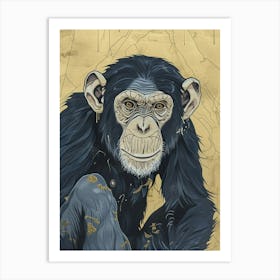 Chimpanzee Precisionist Illustration 1 Art Print