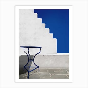 The Little Blue Table Santorini Art Print