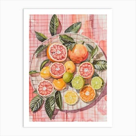 Pink Breakfast Food Fruit Salad 1 Art Print