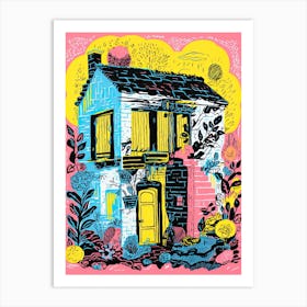 A House In Charleston, Abstract Risograph Style 2 Art Print