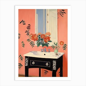 Bathroom Vanity Painting With A Carnation Bouquet 3 Art Print