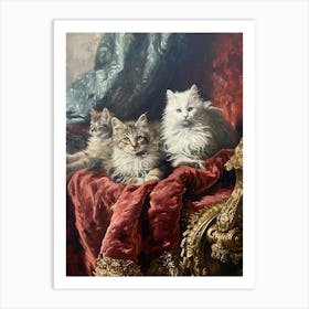 Kittens Sat On A Throne Rococo Inspired 1 Art Print