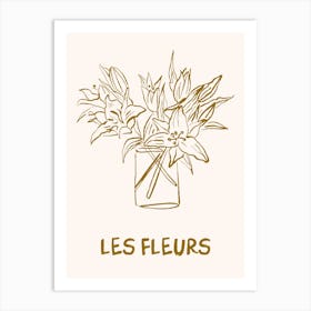 Les Fleurs Flower Vase Hand Drawn 5 Art Print