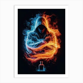 Man In Flames Art Print