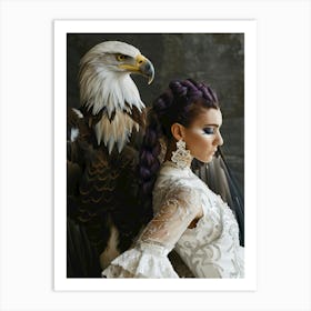 the eagle and a woman Art Print