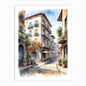 Watercolor Of A Street 8 Art Print