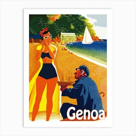 Genoa, Italy, Vintage Travel Poster Art Print