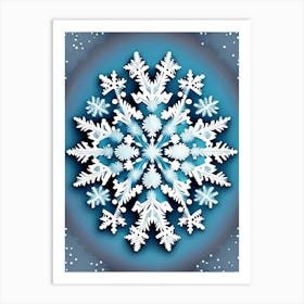 Winter Snowflake Pattern, Snowflakes, Retro Drawing 2 Art Print