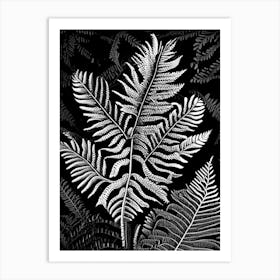 Rusty Back Fern Linocut Art Print