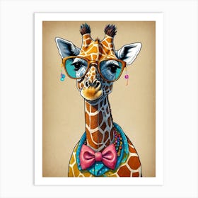 Giraffe With Glasses Canvas Print Art Print