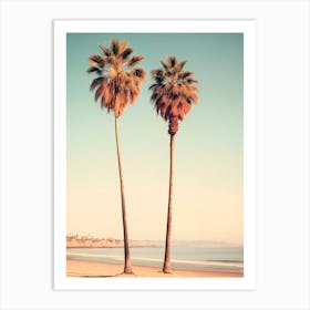 California Dreaming - Sunset Beach Palms Art Print