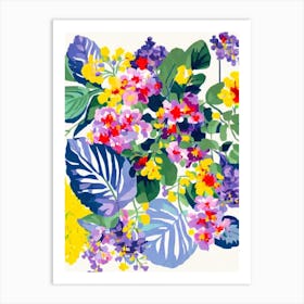 Lilac Modern Colourful Flower Art Print