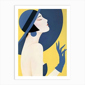 Woman In A Blue Hat Art Print