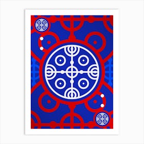 Geometric Abstract Glyph in White on Red and Blue Array n.0045 Art Print