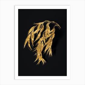 Vintage Babylon Willow Botanical in Gold on Black n.0190 Art Print