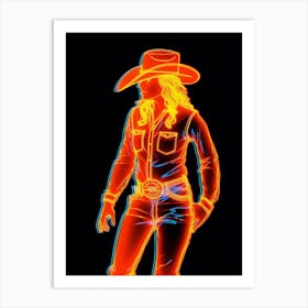 Neon Cowgirl Sign  Art Print