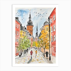Stockholm, Dreamy Storybook Illustration 1 Art Print