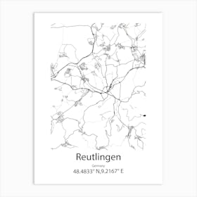 Reutlingen,Germany Minimalist Map Art Print