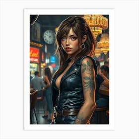 Tattooed Girl in The City Art Print