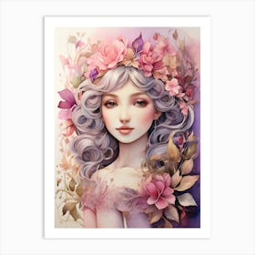 Fairy Girl With Flowers 1 Art Print