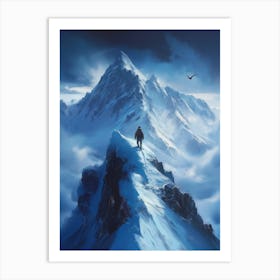 Man On Top Of A Mountain Art Print