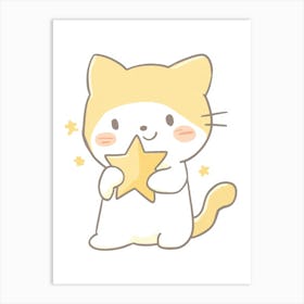 Kawaii Cat.Generated AI. Wall Art Print Art Print