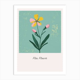 Flax Flower 1 Square Flower Illustration Poster Art Print