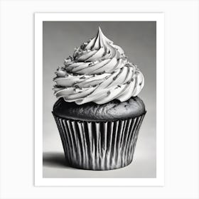 Cupcake In Black And White Art Print