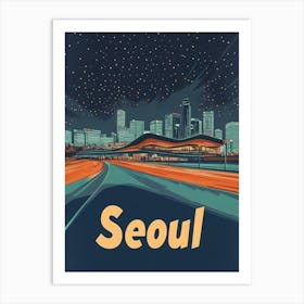 Aihrgdesign A Retro Travel Poster For Seoul Featuring The Fut 72254536 8f75 44a5 Ab1e E4fb7e0a90fe 1 Art Print