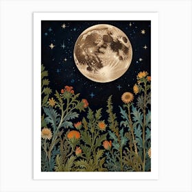 Landscape Moon In Forest Style William Morris 6 Art Print