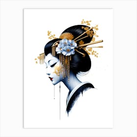 Japan Traditional Geisha Illustration By Ad 111 Art Print