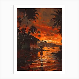 Sunset At The Beach 3 Art Print