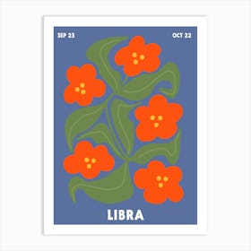 Libra Print Zodiac Poster Astrology Wall Decor Flower Market Botanical Art Print