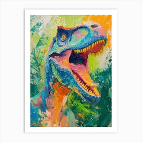 Colourful Dinosaur Rawr Burshstroke Art Print