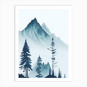 Mountain And Forest In Minimalist Watercolor Vertical Composition 235 Art Print