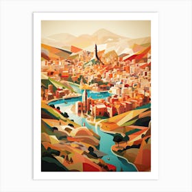 Barcelona, Spain, Geometric Illustration 1 Art Print