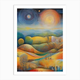 Landscape With A Sun Art Print