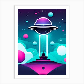 Spaceship In The Sky, Futuristic space station, Sci-fi art, Space exploration, Spaceship, Starfield, Nebula, Alien planet, Sci-fi adventure wall decor, Children’s nursery illustration, Kids' room decor Art Print